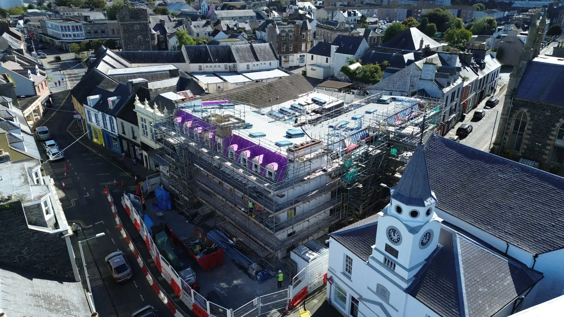 drone image of george hotel roof in stranraer