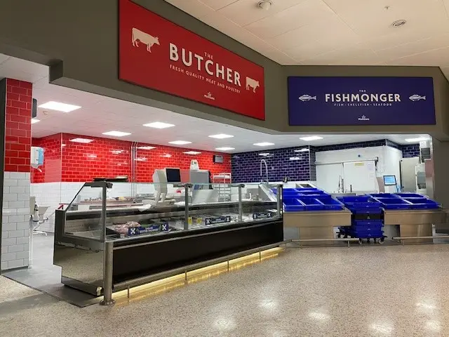 image of the butcher and fishmonger counters inside morrisons store